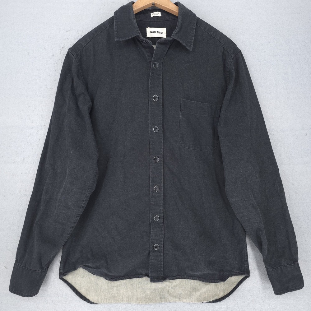 Taylor Stitch Shirt Mens 40 Black Cotton Button Up Long Sleeve Workwear